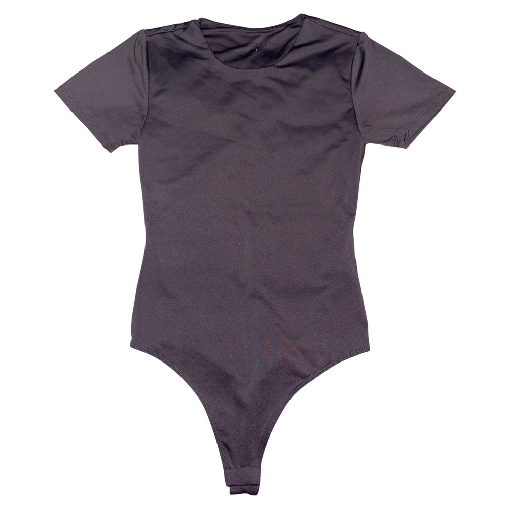 SWS Contour Womens Dark Gray Short Sleeve Shapewear Bodysuit, Size S